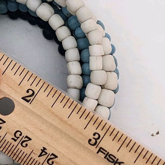 Mare Sole Amore Wrap Bracelet Multicolor Blues  Beaded Tassels Charm NWOT Boho - Picture 10 of 10